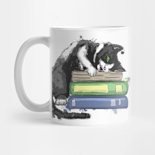 Funny cat with books Mug